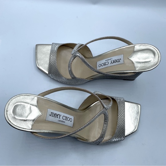 Jimmy Choo Anise Diamond Glitter Wedge Slide Sandals - Picture 6 of 11